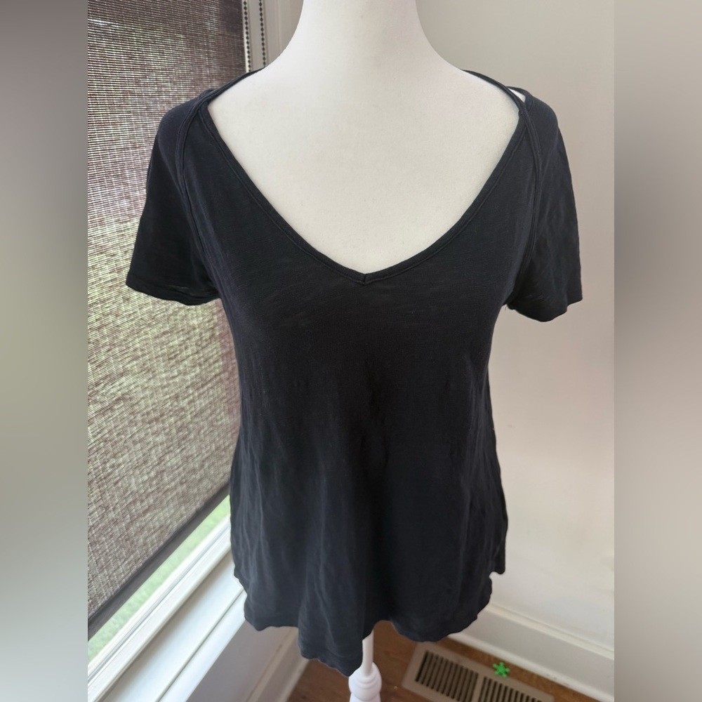 Anthropologie. Maeve Black Cotton Crisscross Strap T-shirt. Black. Size XS.